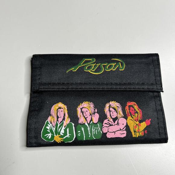 Other - Vintage Poison Open Up And Say Ahh Tri-Fold Wallet Black 80s Rock Band